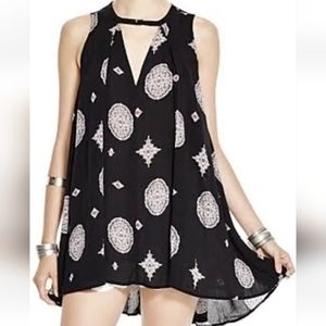 Free People Black Medallion Swing‎ Keyhole Tunic Top Small